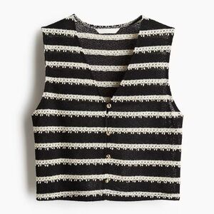 NWOT H&M black and white striped button front textured knit vest sz medium new